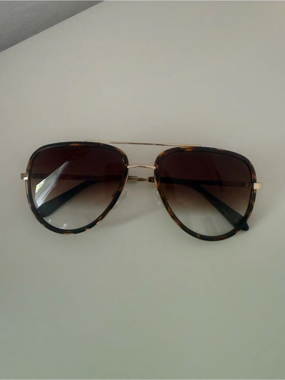 QUAY Tortoiseshell and Gold Aviator Sunglasses - Brown Lenses